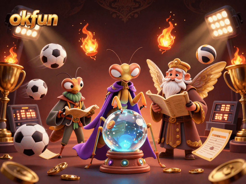 Experience betting excitement with okfun's vibrant 3D casino illustration featuring whimsical characters.