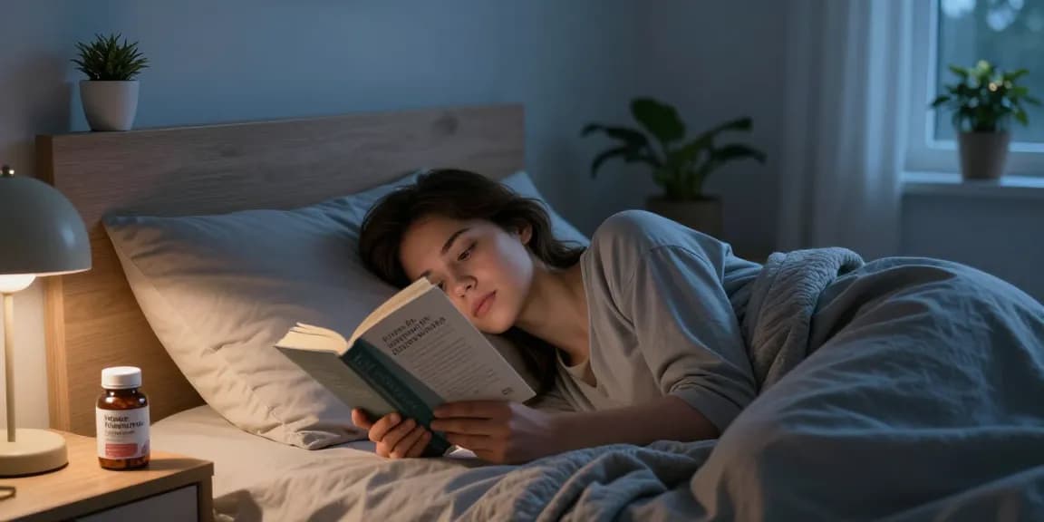 Does magnesium help you sleep in a calming bedroom with supplements and warm light