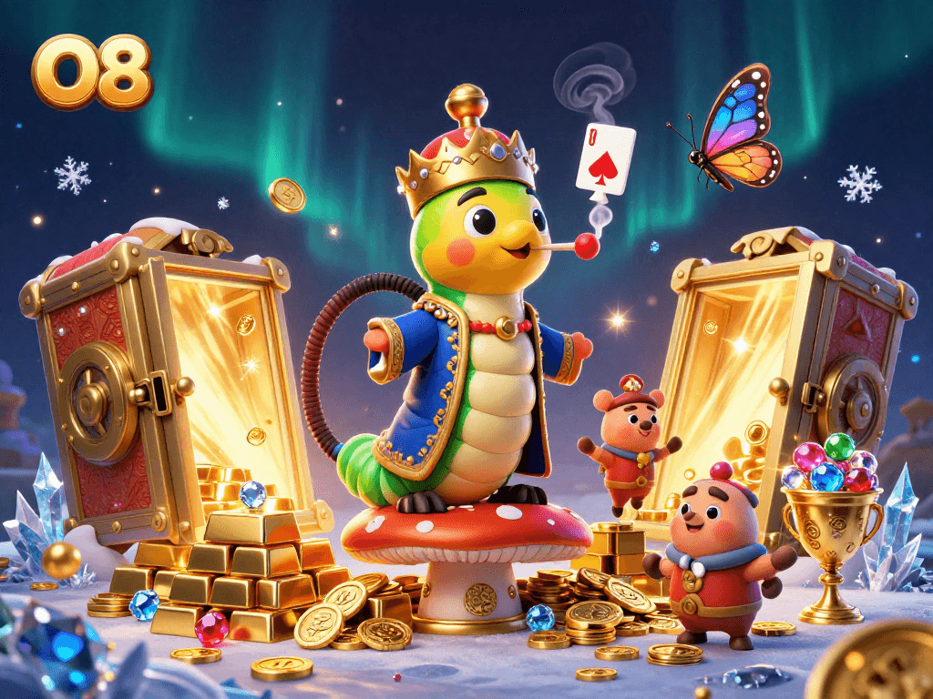 O8 captivates players with a vibrant casino atmosphere, showcasing thrilling gaming elements and golden treasures.