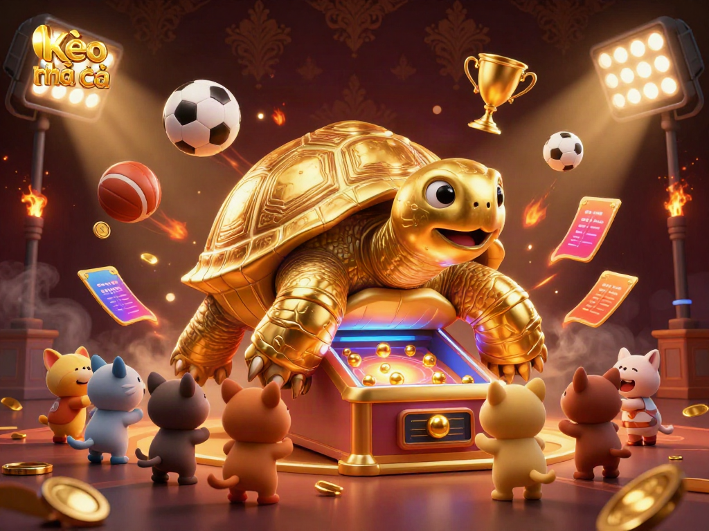 Dynamic gambling action with Kèo nhà cái in a vibrant, thrilling scene filled with sports elements.
