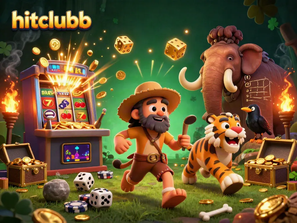 Engage with hitclubb's vibrant casino atmosphere illustrated through dynamic 3D characters and exciting game elements.