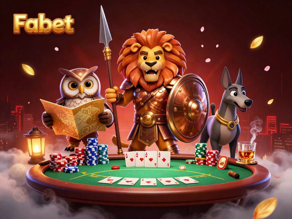 Experience exciting gameplay at Fabet with this vibrant 3D illustration showcasing strategic poker elements and heroic characters.