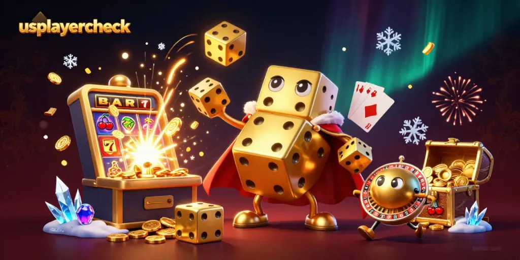 Experience the thrill of winning at usplayercheck with a golden dice golem and dynamic casino elements.