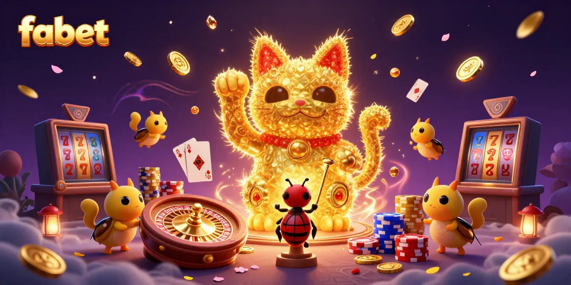 Experience winning thrills with fabet's dynamic casino scene featuring lucky symbols and vibrant treasures.