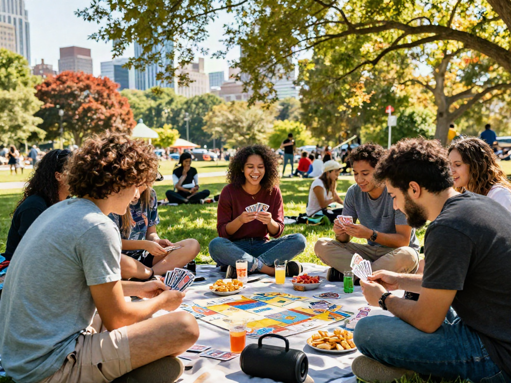 Outdoor gaming community at https://rokok88link.org with friends enjoying a sunny day.