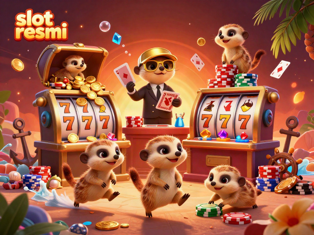 Experience winning moments at slot resmi with playful meerkats in a vibrant casino scene.