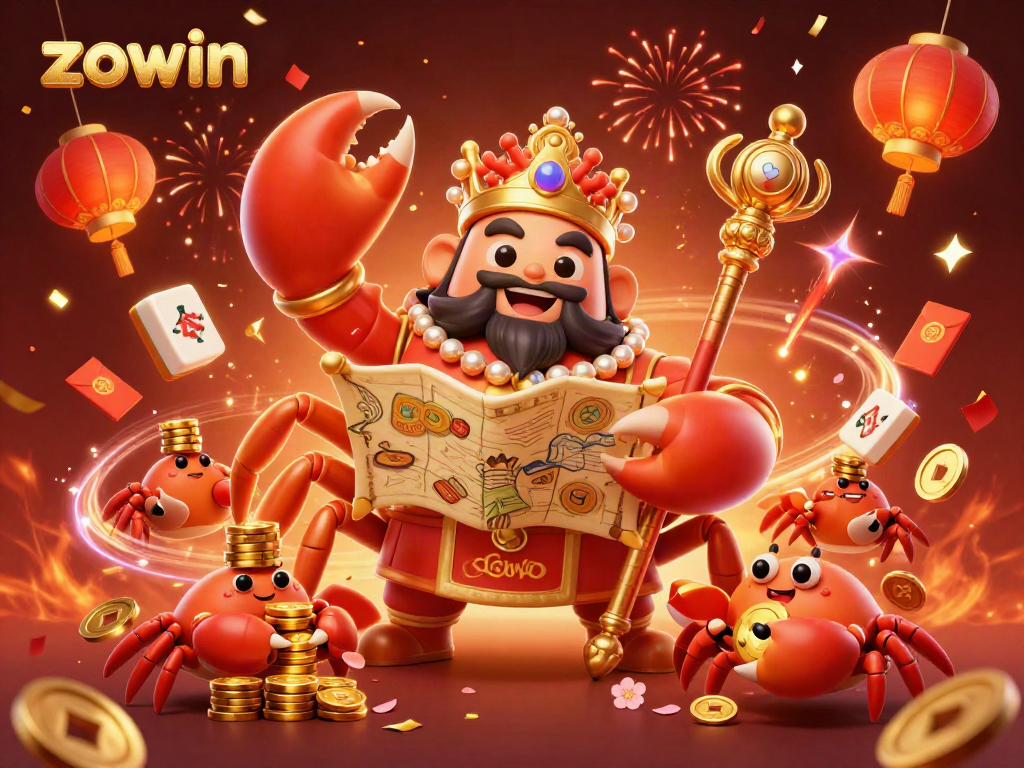 Zowin offers thrilling experiences with a golden crab emperor, celebrating wealth and luck in an immersive casino setting.