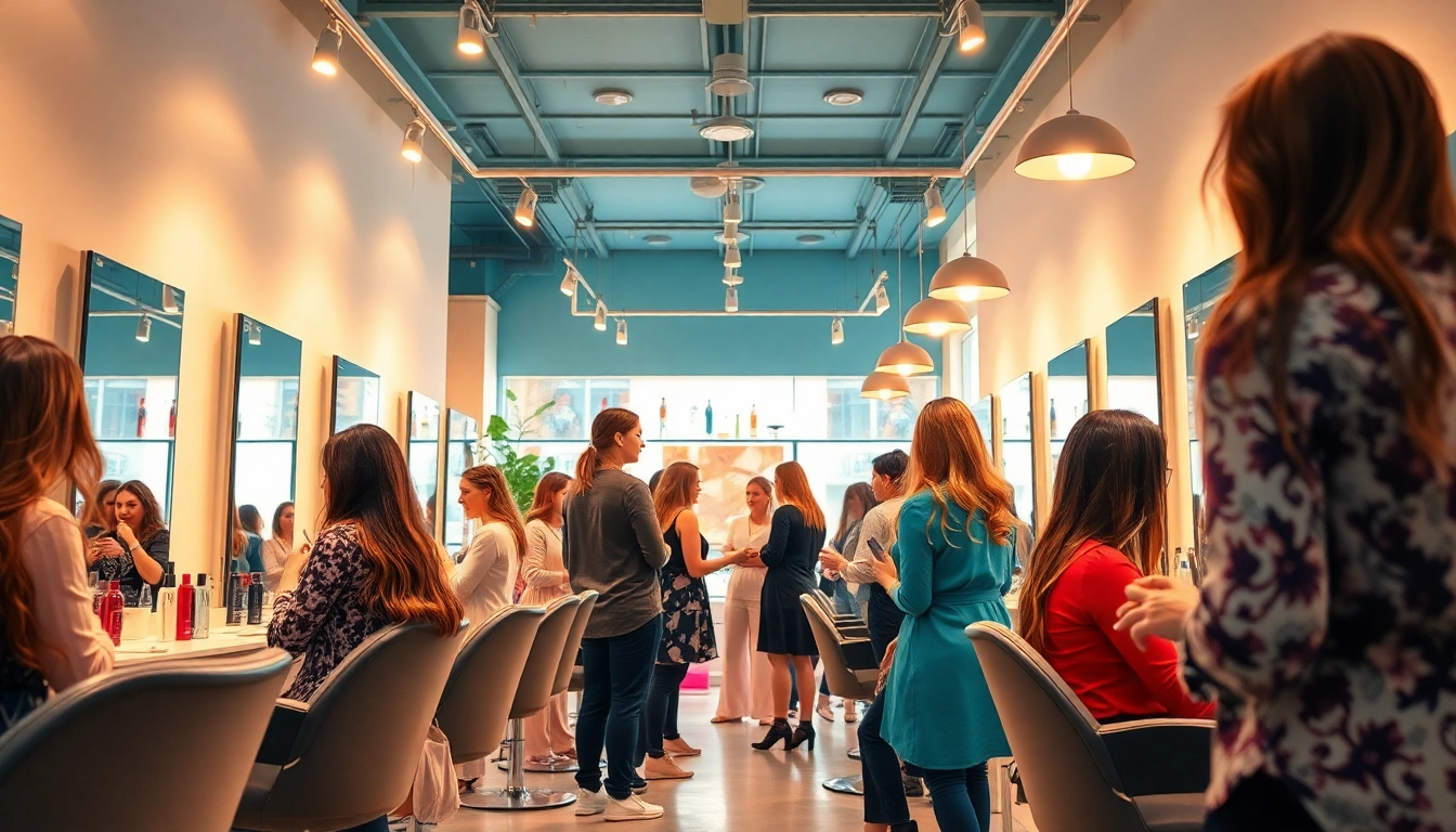 Top rated hair salons showcasing diverse stylists providing friendly service in a modern salon space.