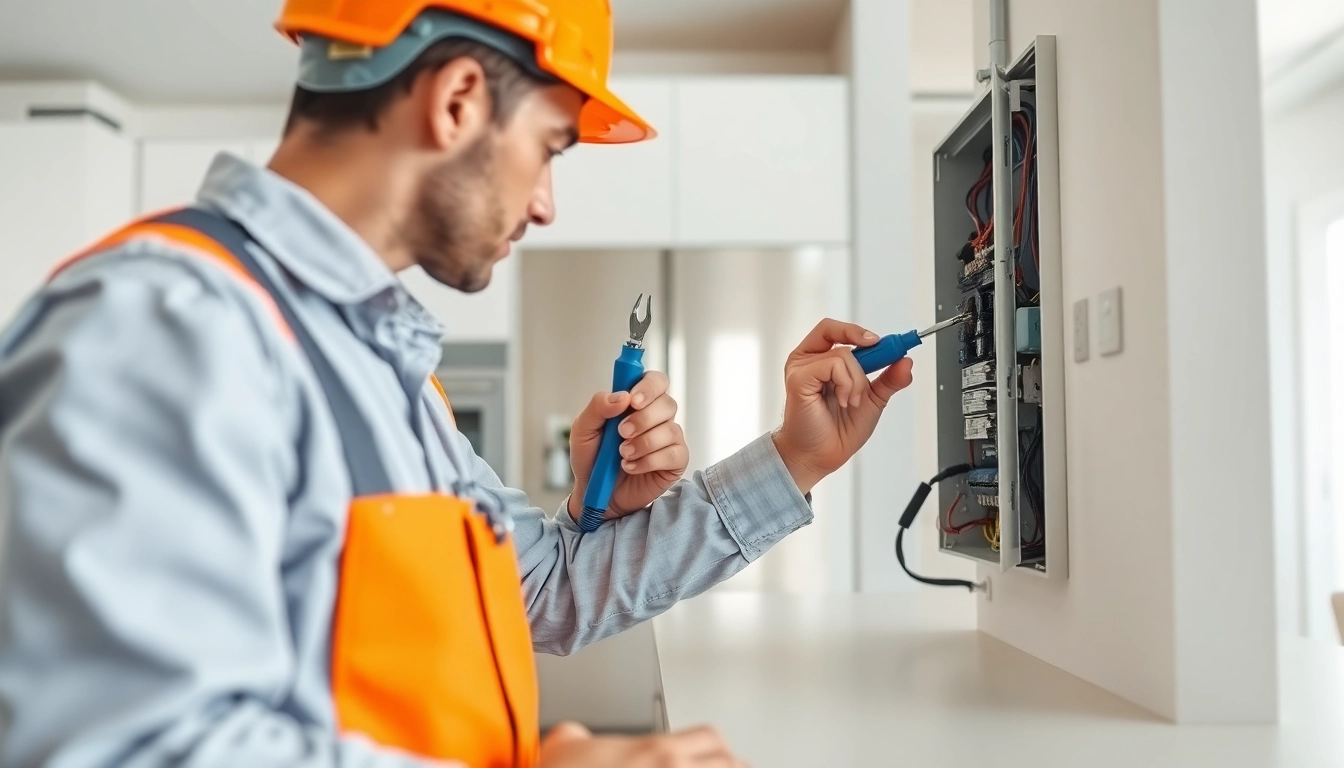 Electrician lower north shore performing safety inspections in a modern kitchen