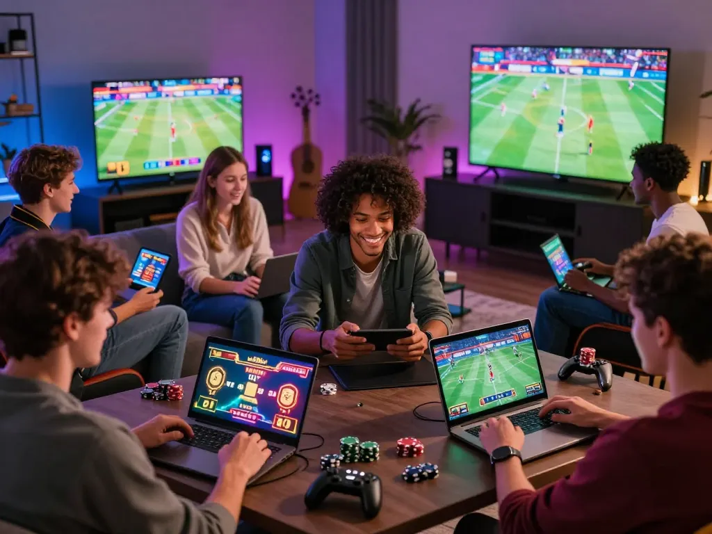 Exciting online gambling experience on go99 com with diverse players engaged in gaming and sports betting.