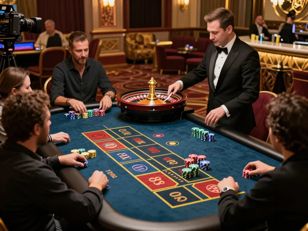 CM88 live dealer roulette game with players placing bets and professional dealer in action.