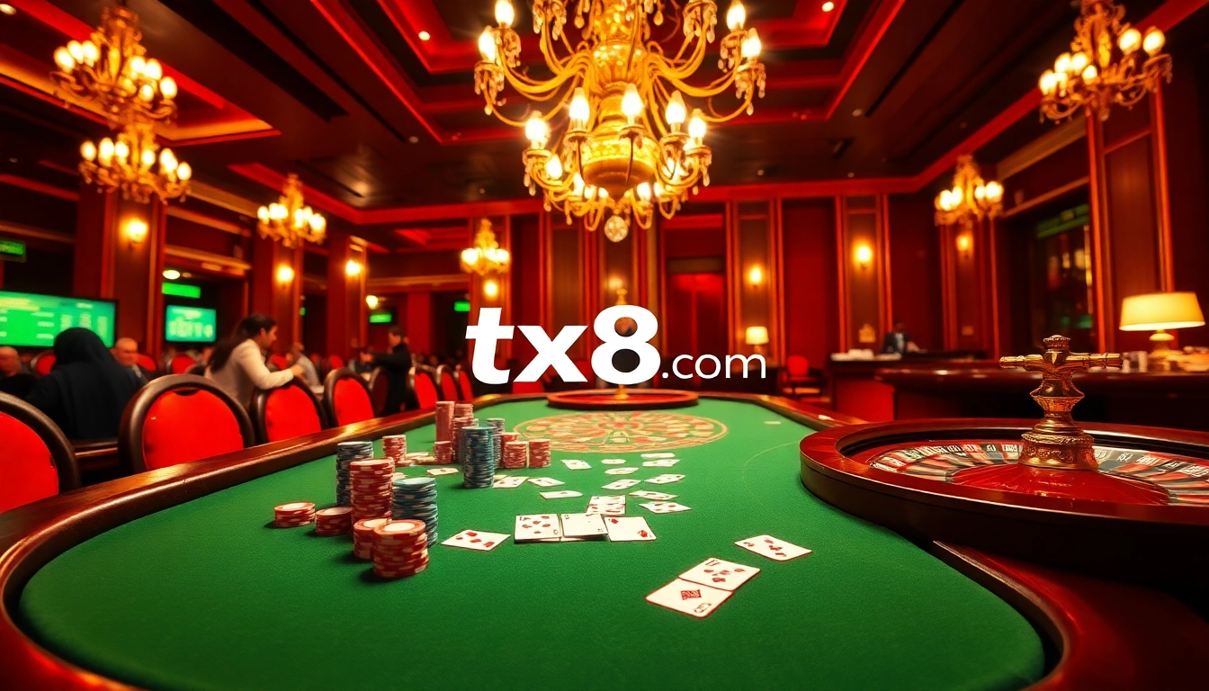 A thrilling poker game at tx88 com features vibrant cards and luxurious chips on the table.