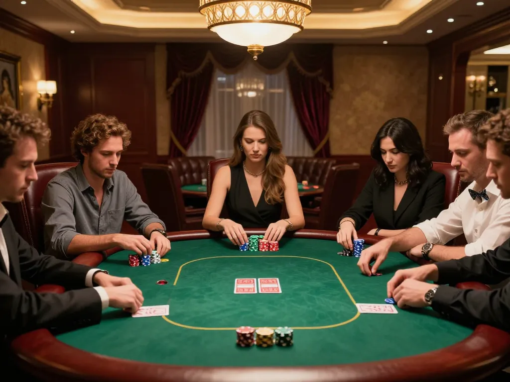 VIN88 poker enthusiasts strategizing their next move at an exclusive gaming table