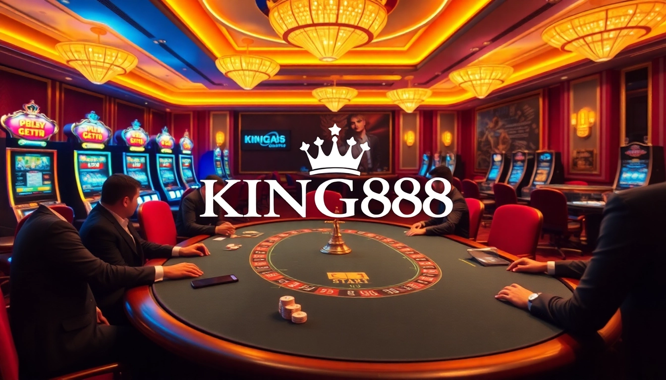 Experience the excitement of KING88 with professional gamblers at a lively casino table.