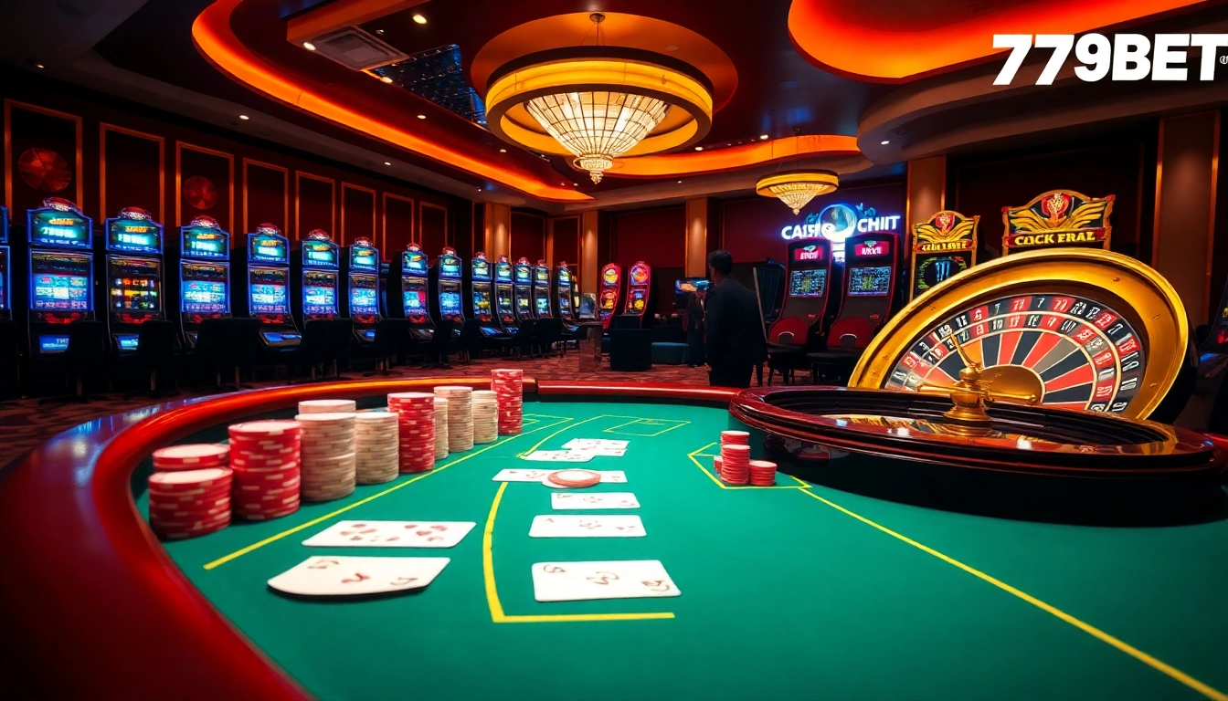 Experience the thrill of 789BET with an exciting casino scene featuring poker and roulette.