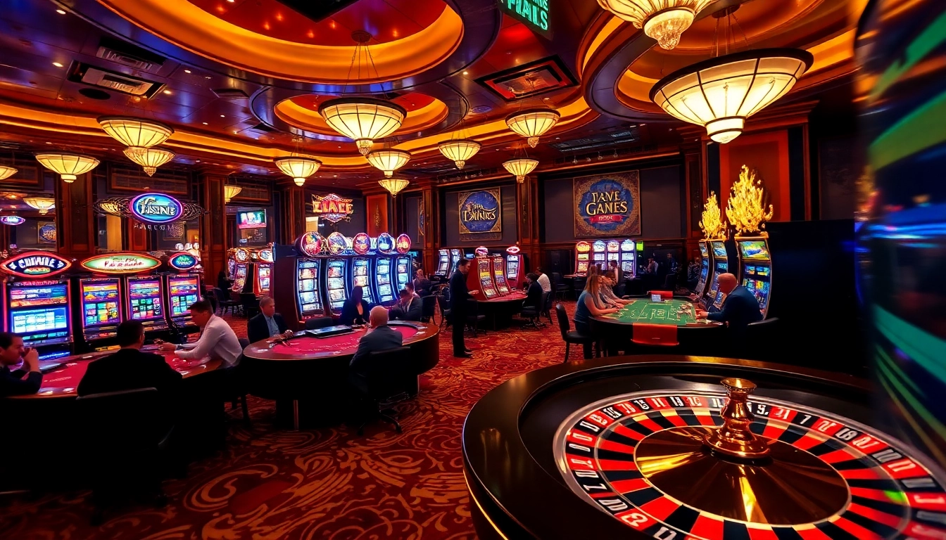 Experience the thrill of gambling at https://f168.tools/ with an engaging casino scene featuring players at roulette and poker tables.