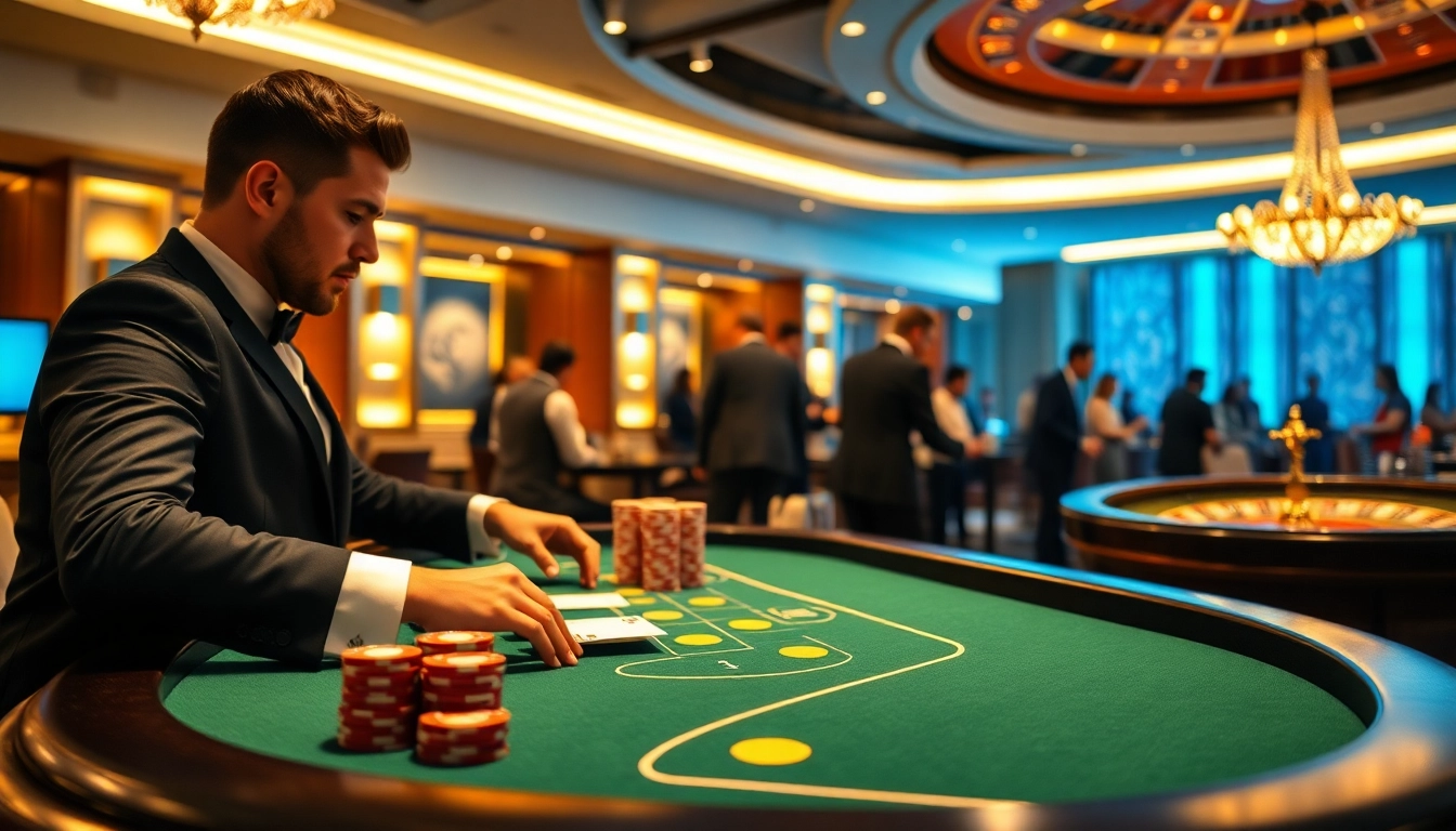 Enjoy an exciting table game experience at 188V, featuring professional dealers and vibrant casino ambiance.
