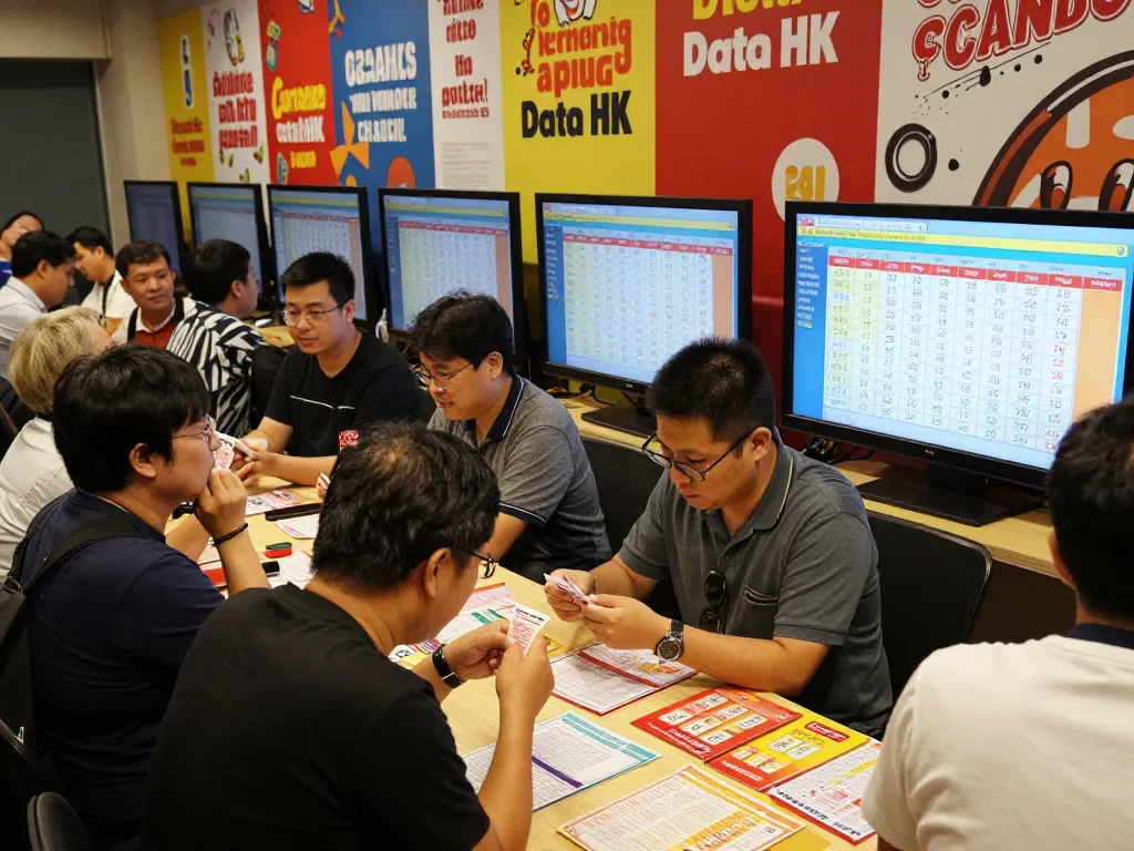 Pemain yang bersemangat memeriksa hasil lotere Data HK di lokasi yang ramai