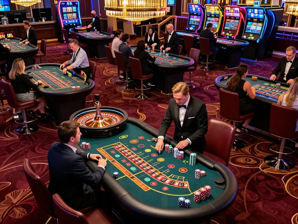 Exciting scene of keo nha cai gameplay at a vibrant casino table with active roulette players.