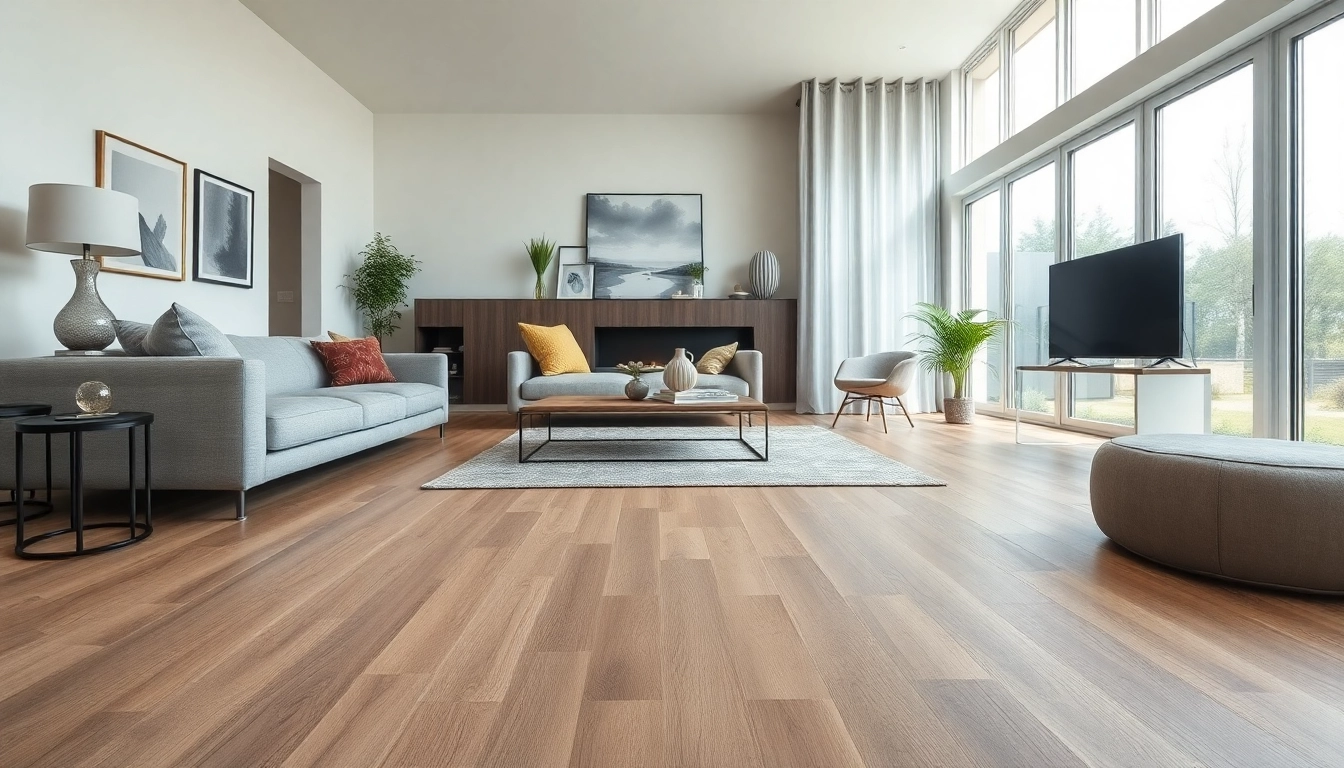 LVT flooring in a stylish living room with natural light highlighting its elegance.