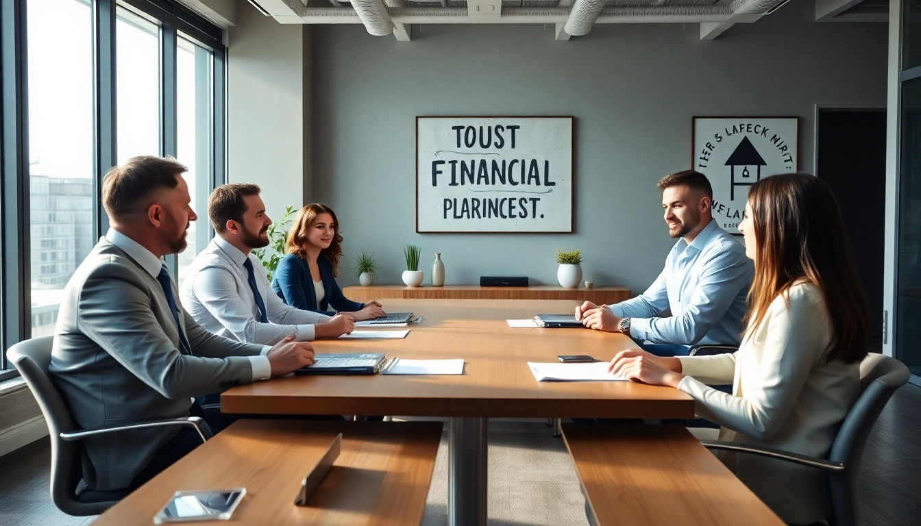 Engaging fiduciary financial advisor Reston VA meeting clients in a modern office setting.