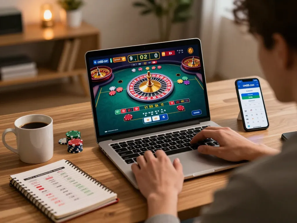 Experience thrilling gameplay on cm88 com while engaged in live online roulette from a cozy home setup.