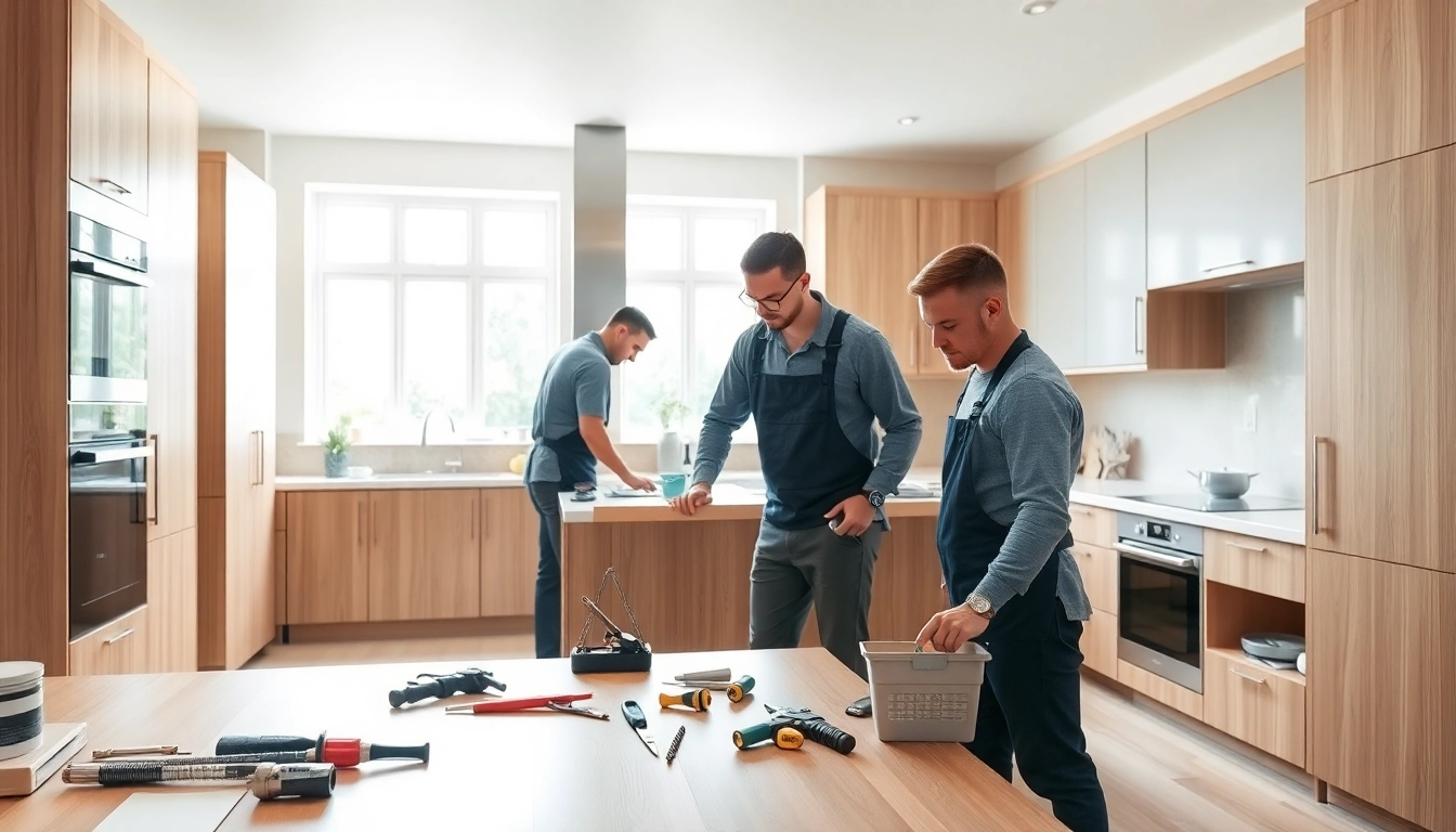 Find skilled kitchen fitters near me transforming a contemporary kitchen.