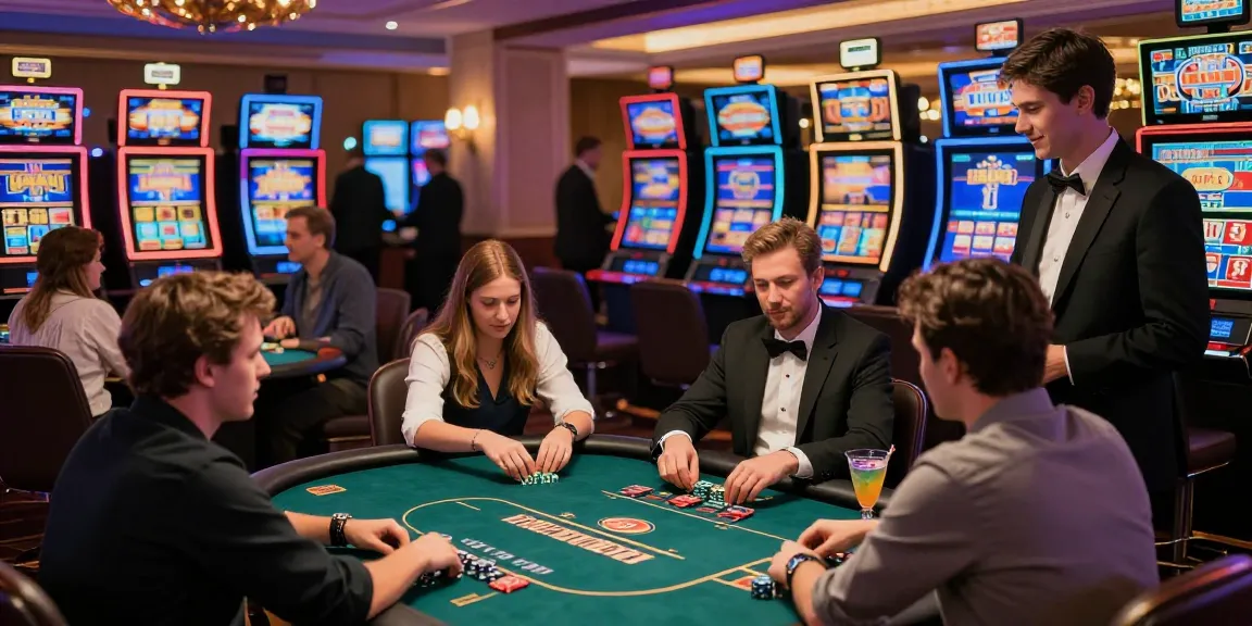 Gambling fun at casino scene with enthusiastic players enjoying cm88 com gaming experiences.