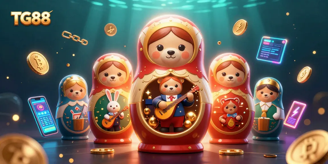 Experience the thrills at TG88 casino with cartoon bears and crypto elements in a vibrant, dynamic scene.