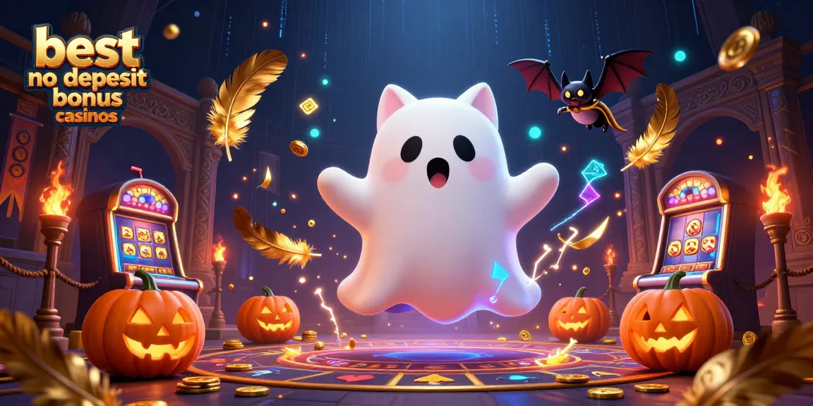 Experience the magic of best no deposit bonus casinos with a ghost cat and bat in a haunted casino