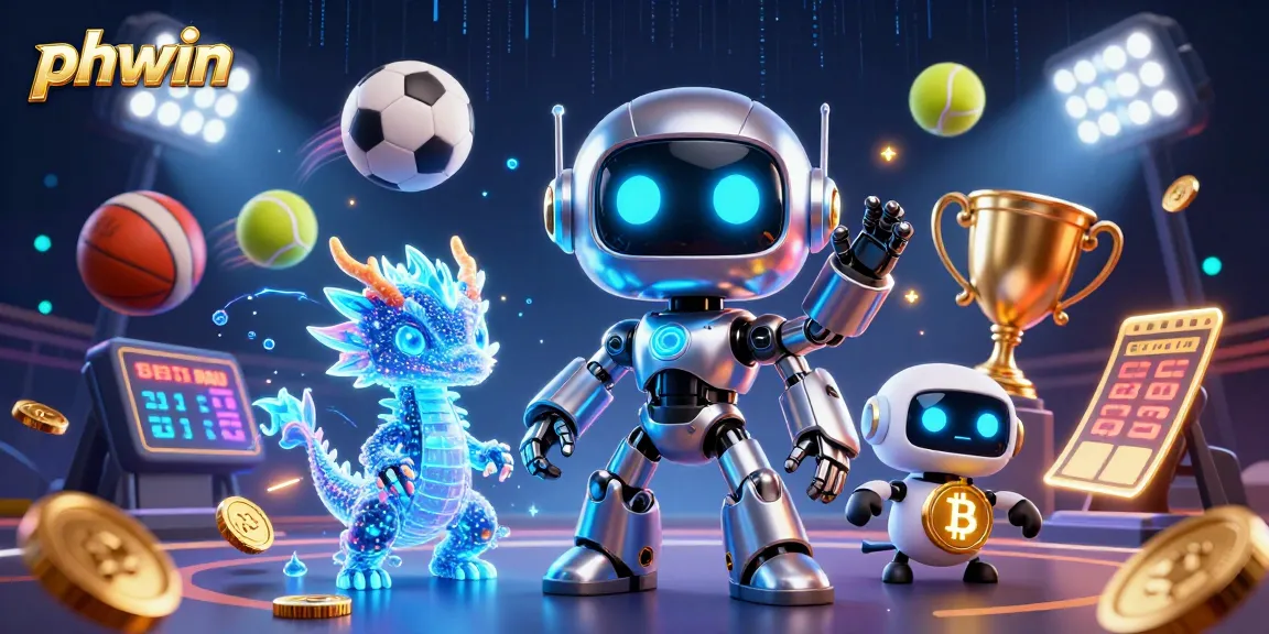 Experience the excitement of phwin with a dynamic 3D casino scene featuring engaging characters and sports elements.