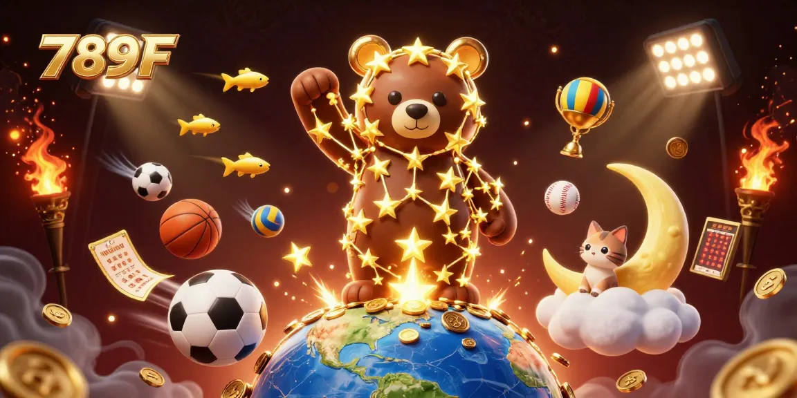 Engage with thrilling sports action featuring 789F's cosmic bear scooping coins amidst dynamic gameplay.