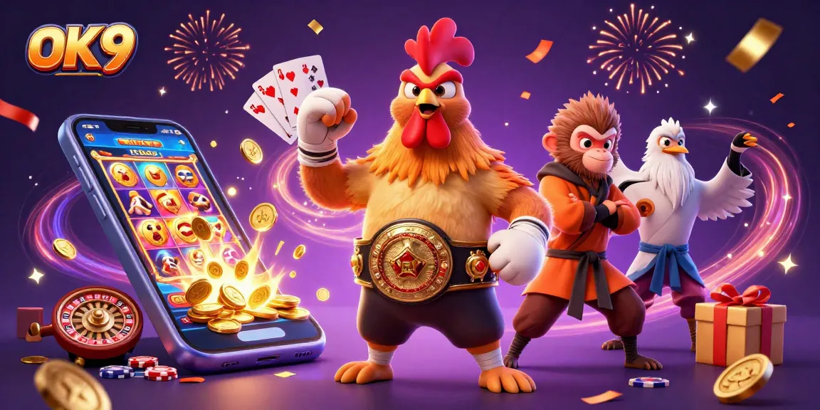 Engage with OK 9's vibrant 3D casino adventure featuring dynamic characters and exciting gaming elements.