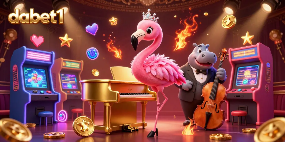 Experience dabet1's vibrant casino atmosphere with lively characters and thrilling game elements.