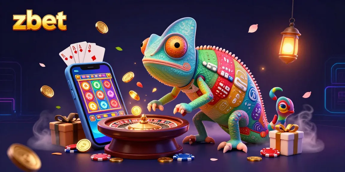 Engage with zbet's vibrant chameleon casino owner amid a dynamic gaming scene filled with action.