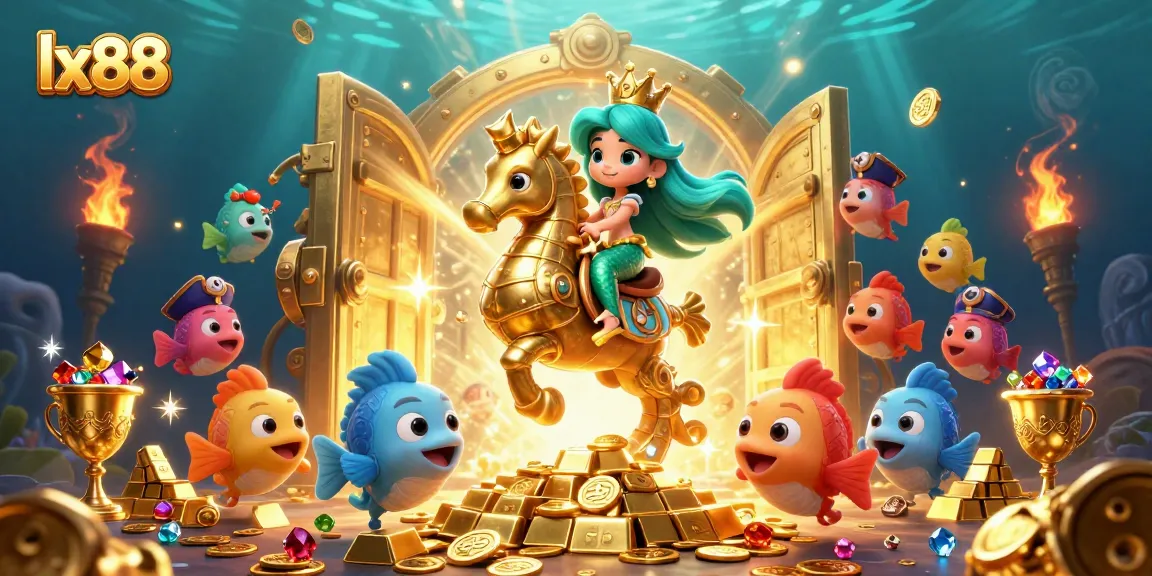 Experience the excitement of lx88 with a colorful underwater casino scene featuring a mermaid princess and treasures.