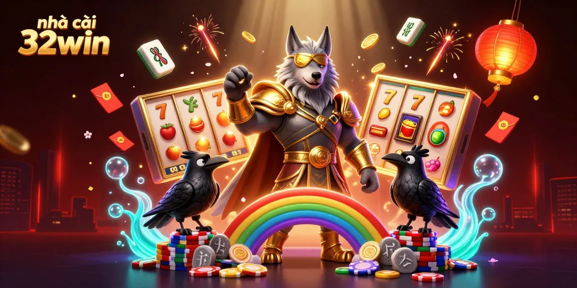 Experience the excitement of nhà cái 32win with spinning slots and vibrant casino elements.