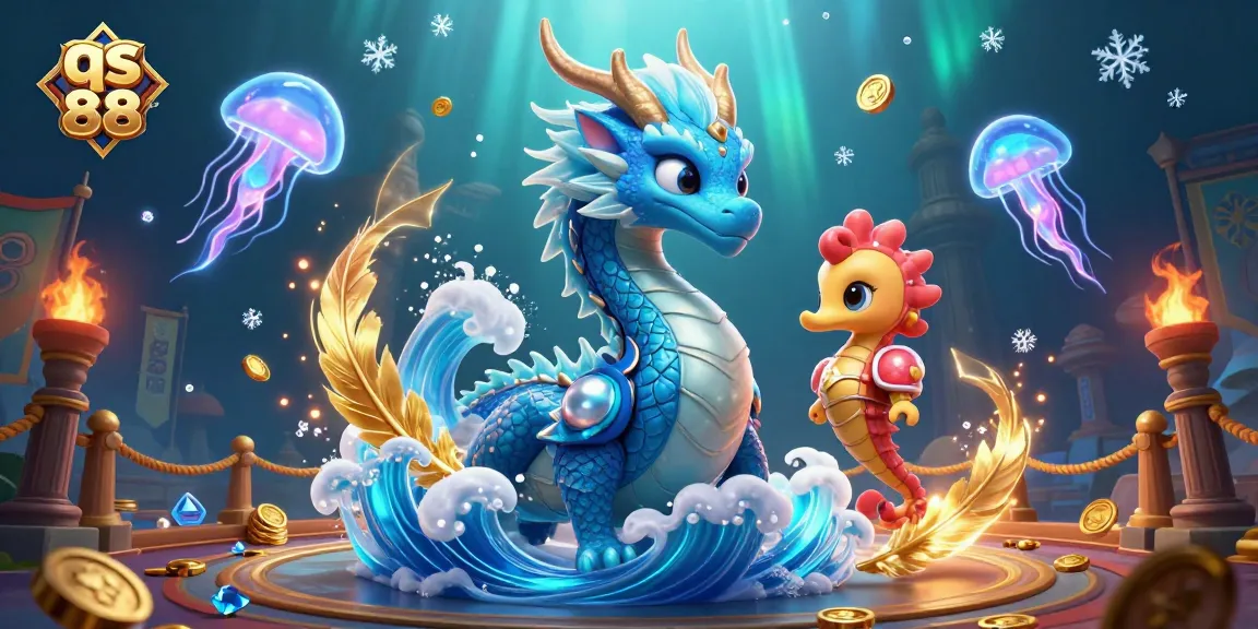 Experience the excitement of winning with qs 88 in a vibrant, detailed casino scene featuring a dragon, knight, and glowing jellyfish.