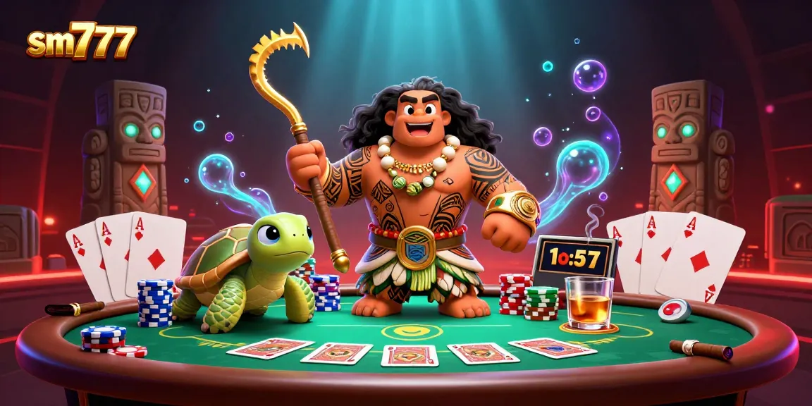 Engage with exciting poker action at sm777 featuring colorful poker chips and unique characters.