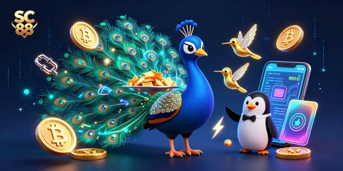 Experience offers at SC 88 with vibrant characters, golden chips, and crypto elements