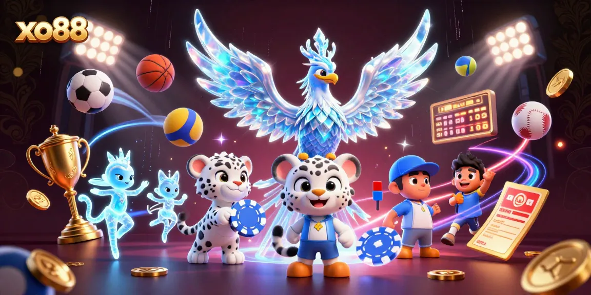 Engage with xo88: Experience gaming excitement through a vibrant 3D illustration filled with fantasy elements.