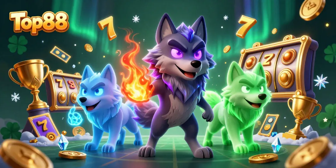 Top88 showcases engaging slot gameplay with dynamic wolf characters in a vibrant casino setting.