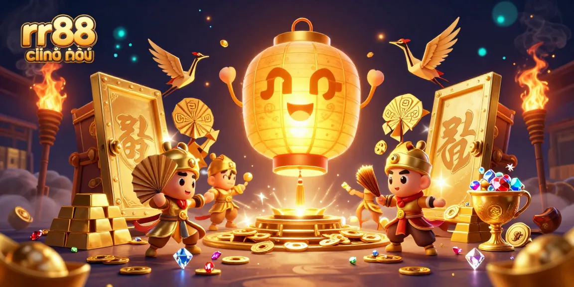 Experience excitement at rr88 chính thức with a vibrant 3D depiction of a mystical casino filled with treasures.