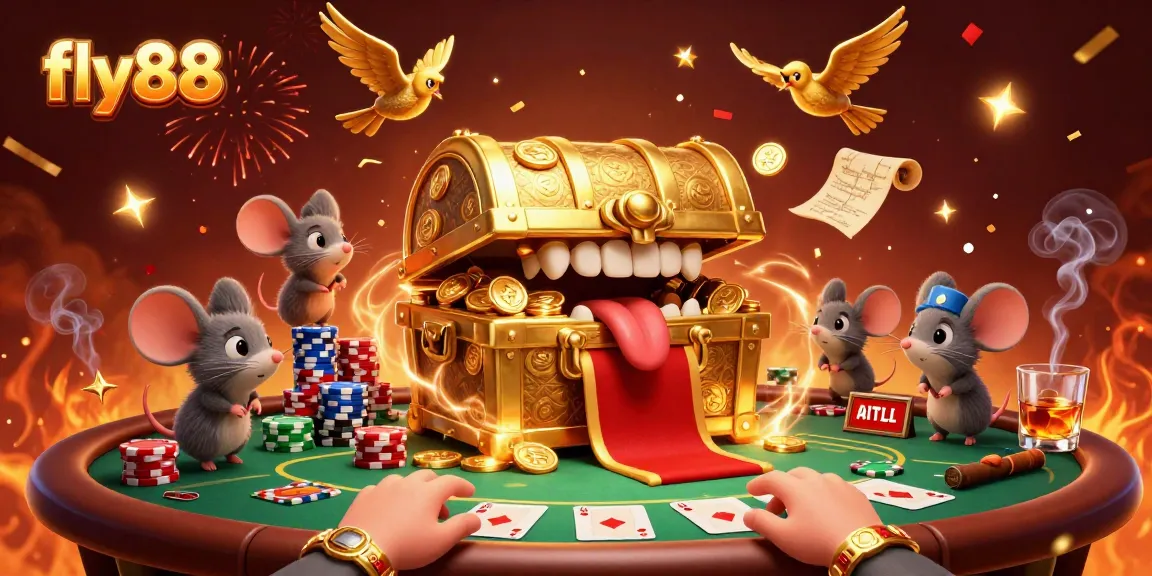 Experience the thrill of fly88’s exciting gaming universe with dynamic poker scenes and colorful treasures.