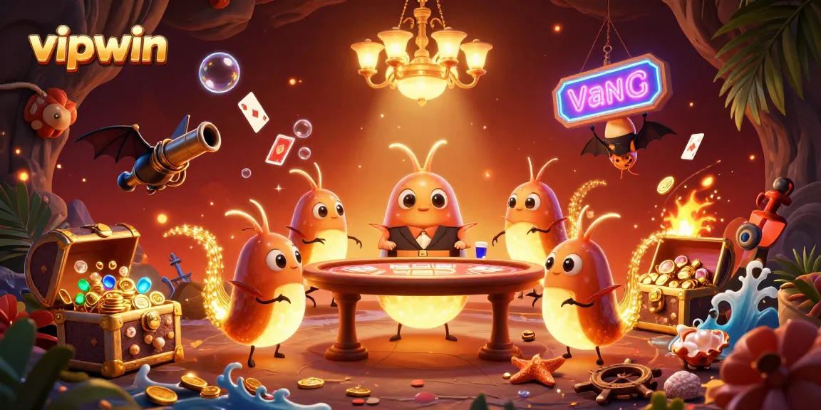 Experience thrilling gameplay at vipwin, featuring glowworms illuminating a vibrant casino with captivating game elements.