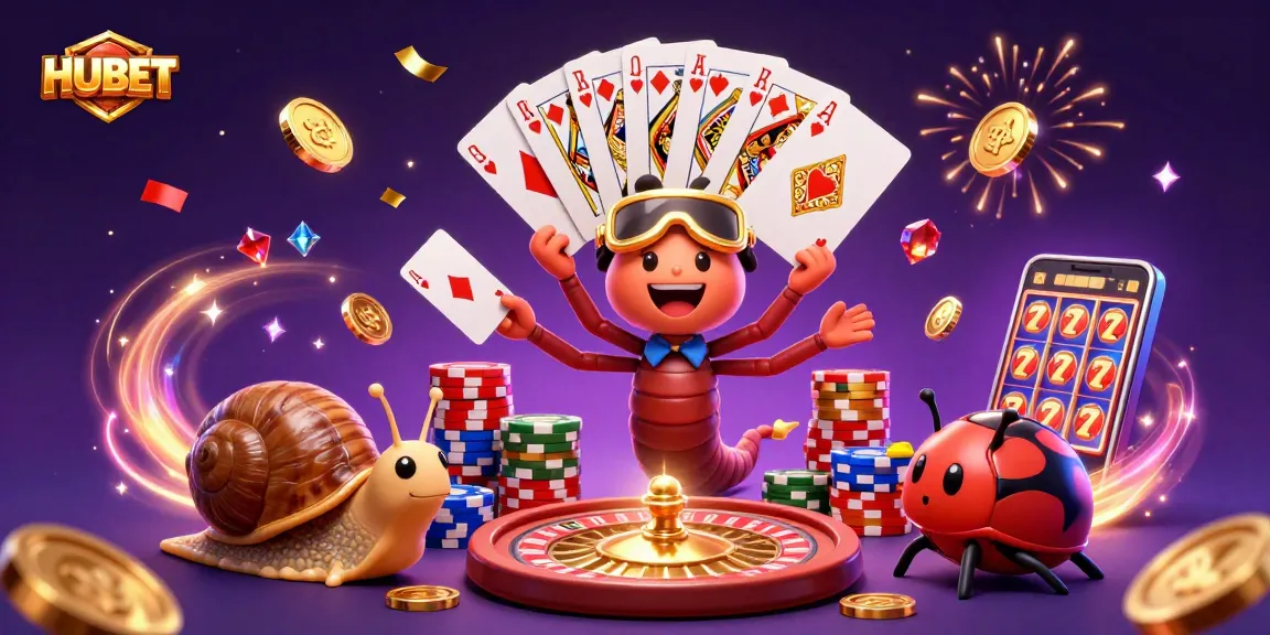 Experience the excitement at HUBET with colorful casino characters and dynamic gaming elements.