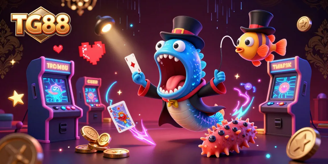 Experience TG88's vibrant casino world with magical sea creatures and glowing game elements.