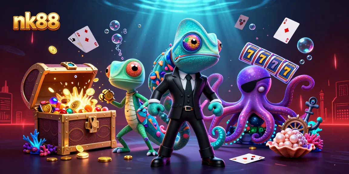 Engage with nk88's vibrant casino adventure featuring cartoon characters and dynamic gaming elements.