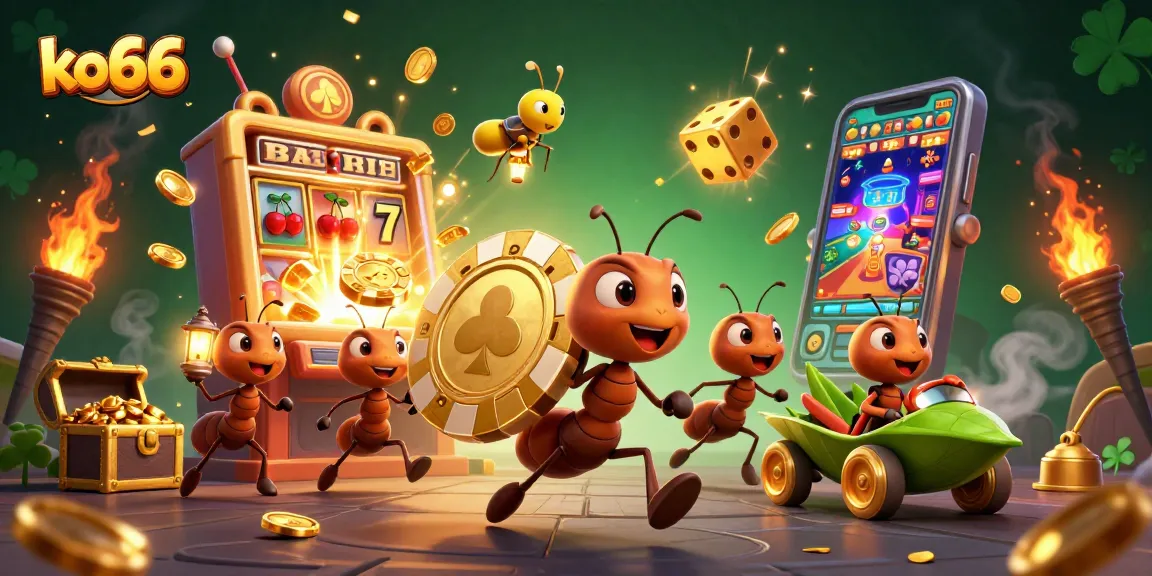 Experience the thrill of winning with ko66 as ants achieve their heist, surrounded by jackpot treasures.