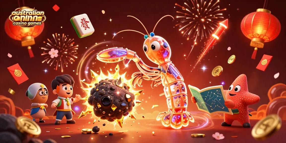 Experience thrilling australian online casino games with vibrant characters in a packed 3D gaming scene.